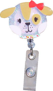 Glitterific Badge Reel Puppy Dog