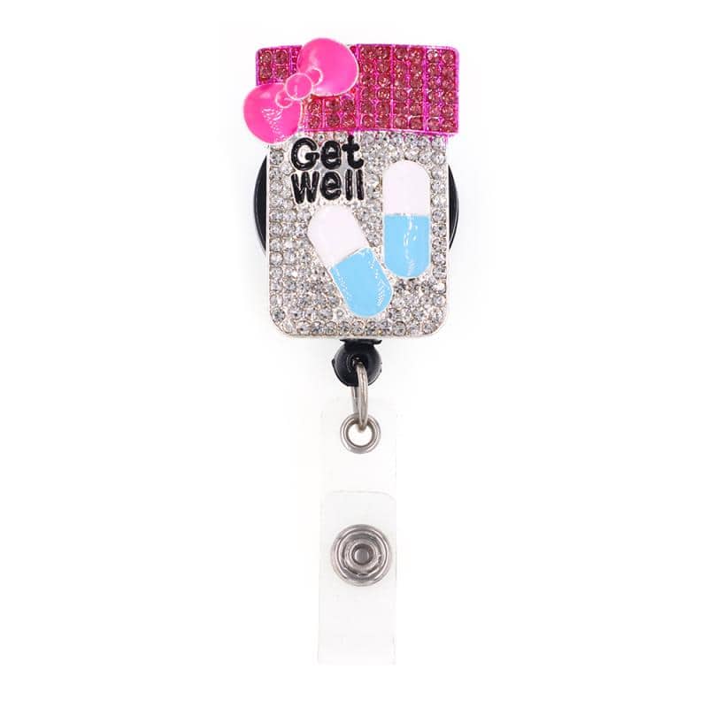 Get Well Pills Sparkle and Shine Rhinestones Badge Reel
