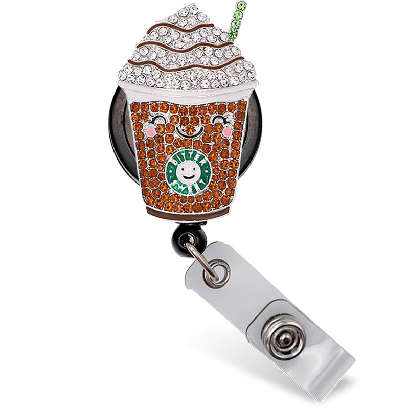 Iced Coffee Beaded Badge Reel, Cute Badge Reel, Cup Badge Holder, Drink Cup  Badge Reel, Beaded Badge Holder, Glitter Badge Reel, Gift Idea