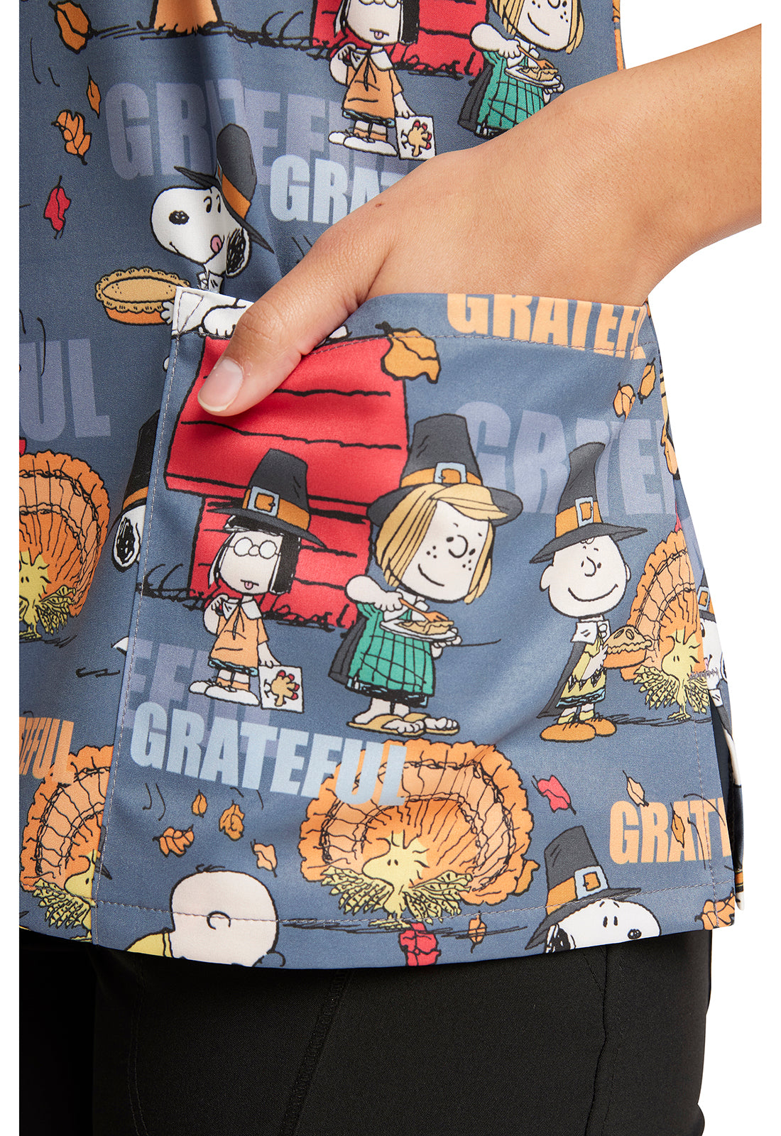 Grateful Snoopy Thanksgiving V-Neck Top