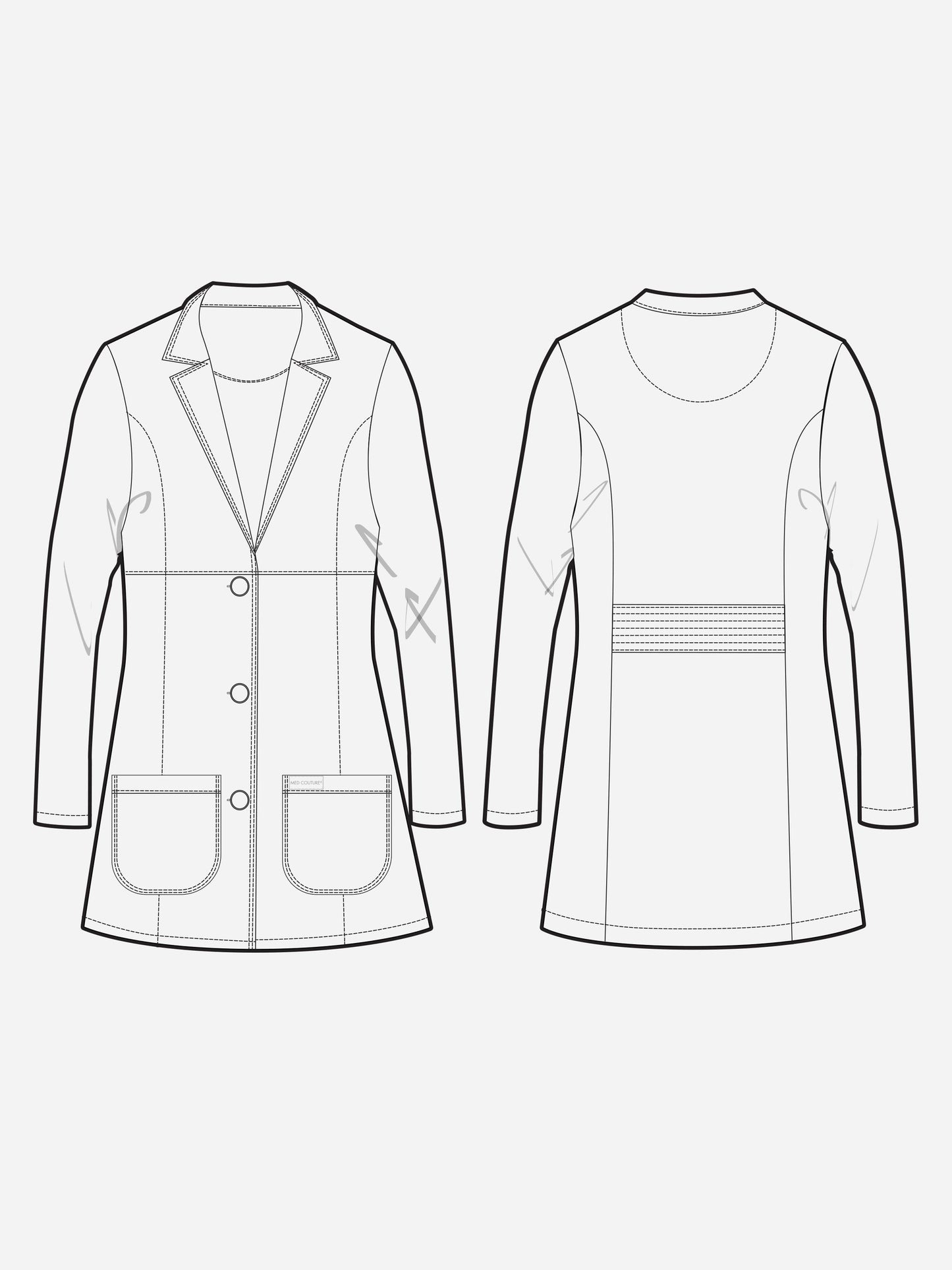 Empire Mid Length Lab Coat