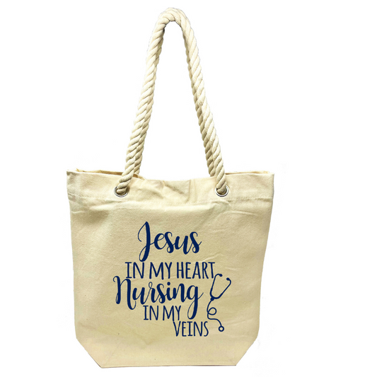 Jesus in my Heart Canvas Tote Bag